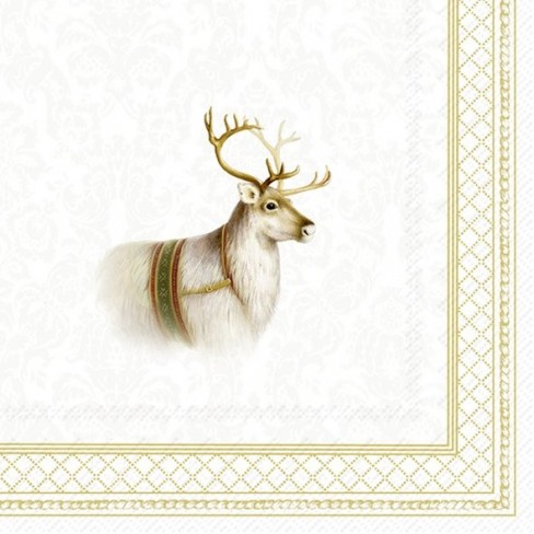 Салфетки 20бр Classic Christmas Reindeer златисти Салфетки 20бр Classic Christmas Reindeer златисти